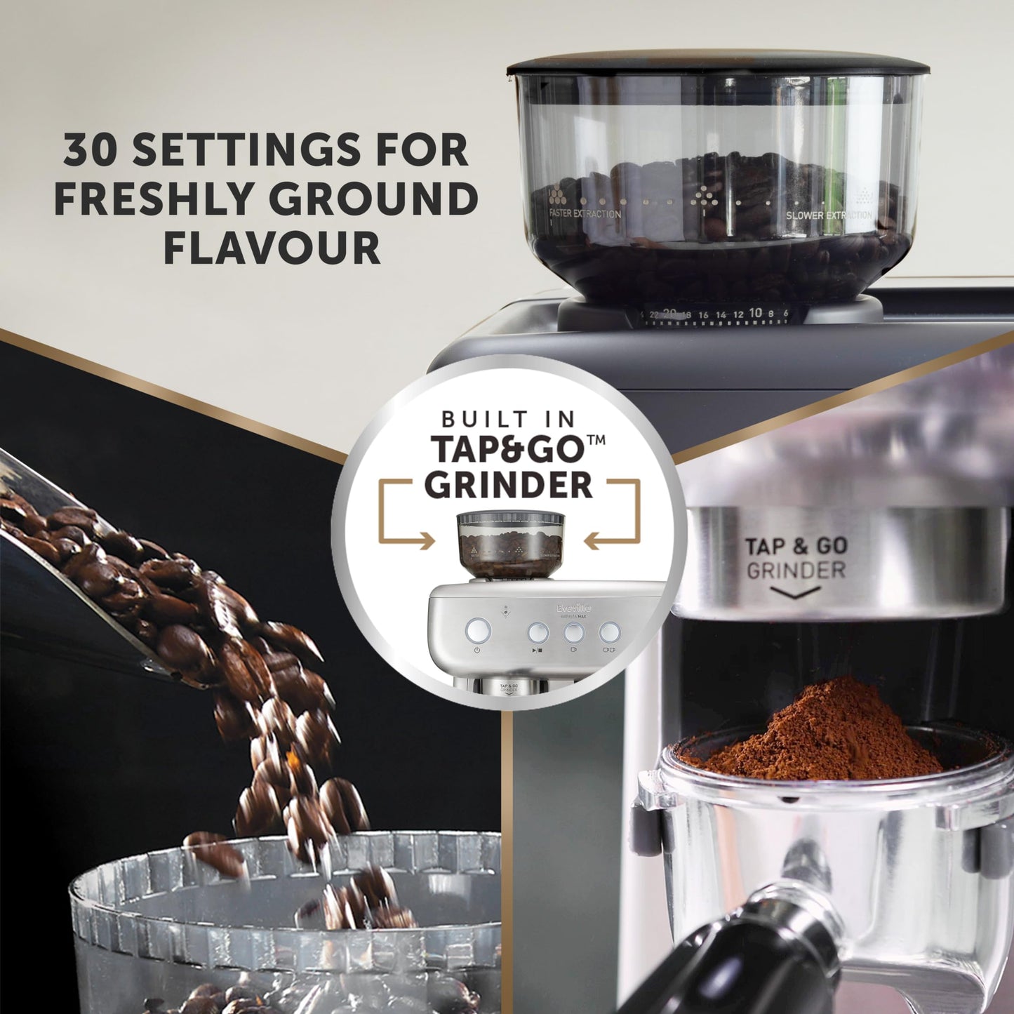 Breville Barista Max Espresso Machine | Latte & Cappuccino Coffee Maker with Integrated Bean Grinder & Steam Wand | 2.8 L Water Tank Stainless Steel