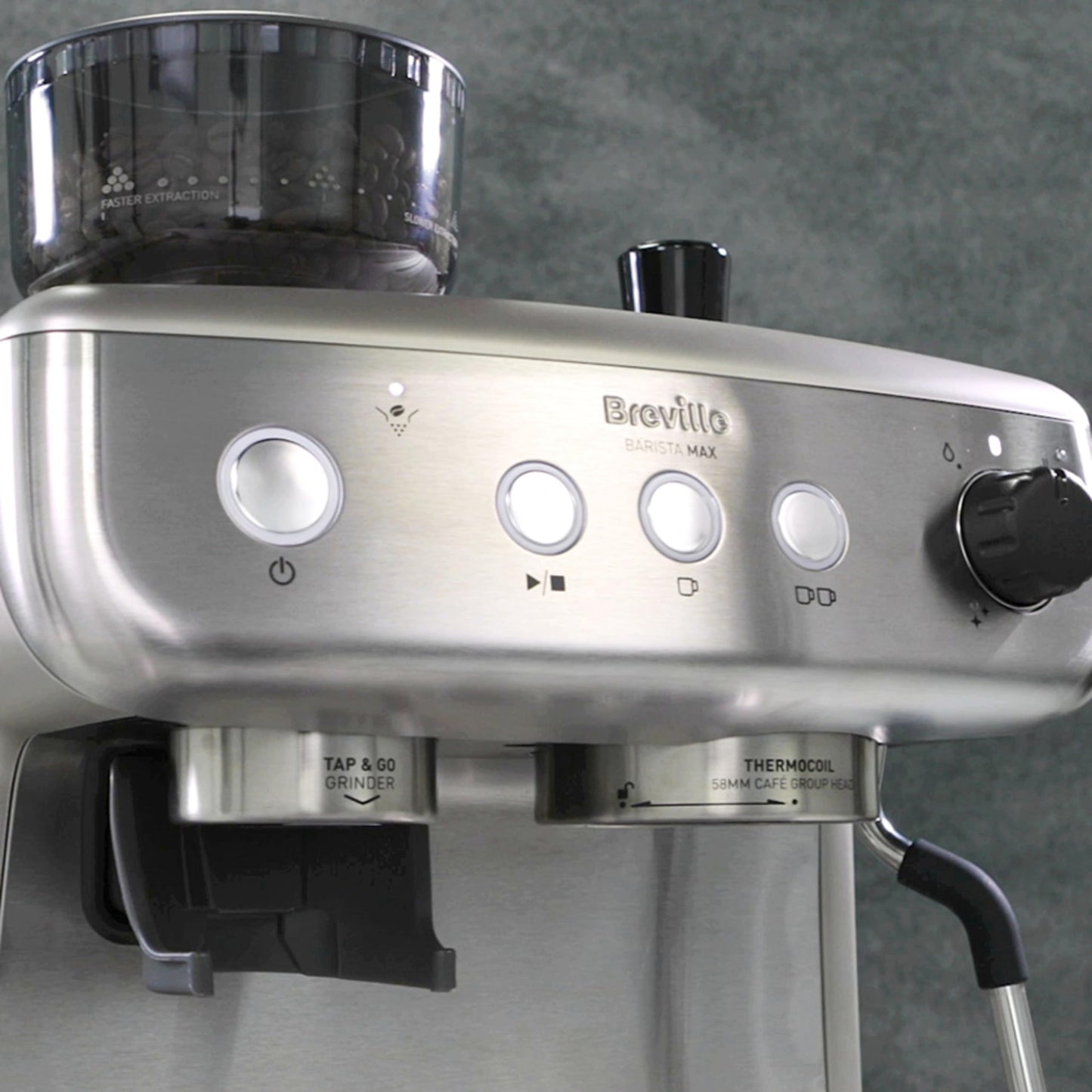 Breville Barista Max Espresso Machine | Latte & Cappuccino Coffee Maker with Integrated Bean Grinder & Steam Wand | 2.8 L Water Tank Stainless Steel