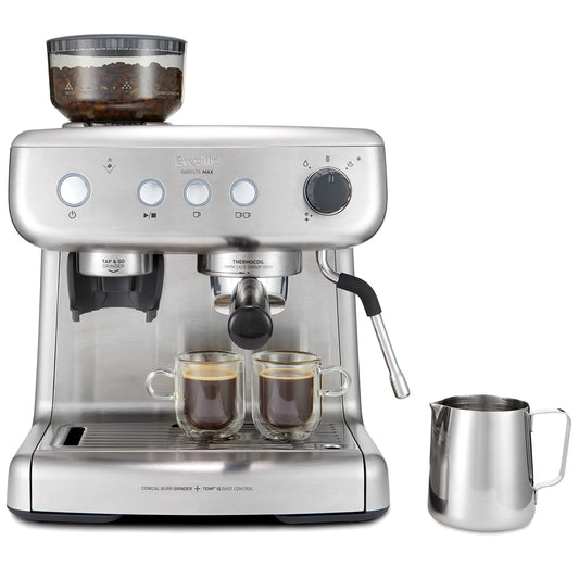 Breville Barista Max Espresso Machine | Latte & Cappuccino Coffee Maker with Integrated Bean Grinder & Steam Wand | 2.8 L Water Tank Stainless Steel